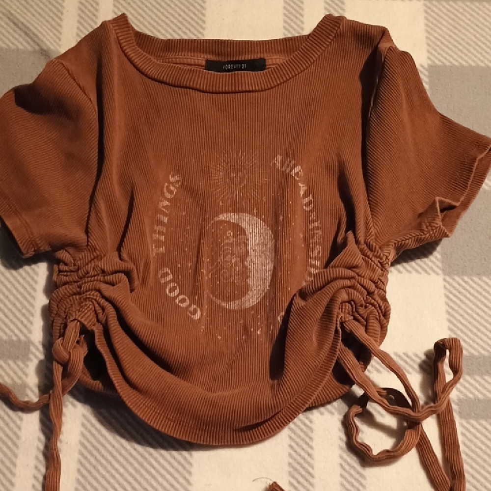 Forever 21 Brown Ruched Crop Top
